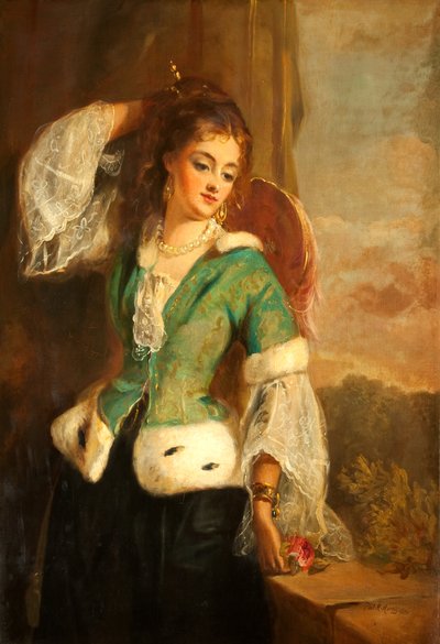 Porträt einer Dame in einer grünen Jacke, 1890 von Philip Richard Morris